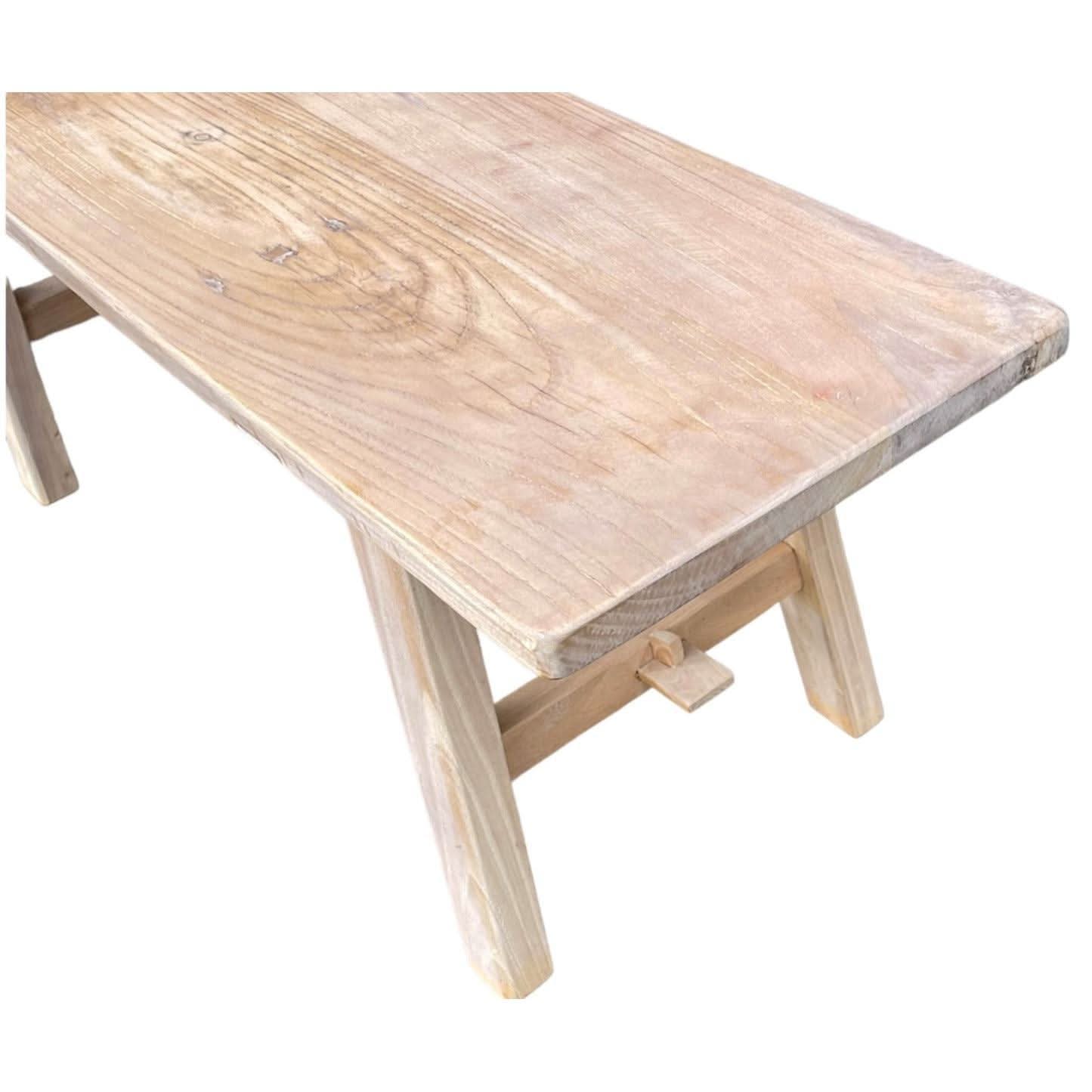 VALENCIA FARMHOUSE RUSTIC BENCH IN RECYCLED ELM FULL LENGTH 120CM - MyChocolateWood