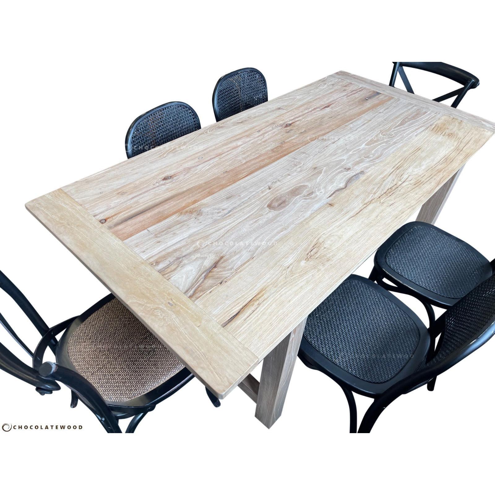 VALENCIA RECYCLED ELM FARMHOUSE DINING TABLE 184CM - MyChocolateWood