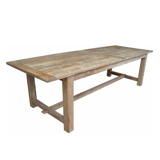 VALENCIA RECYCLED ELM FARMHOUSE DINING TABLE 240CM NATURAL WITH RAW FINISH - MyChocolateWood