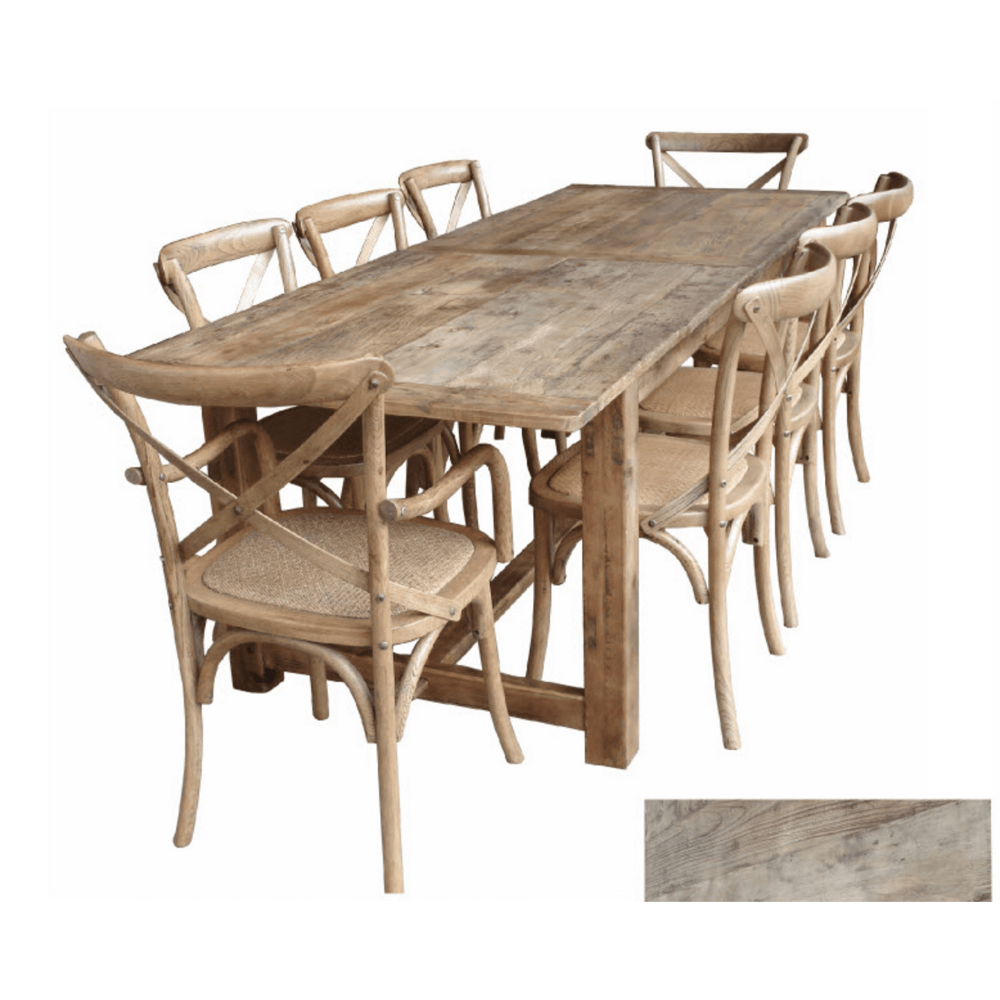 VALENCIA RECYCLED ELM FARMHOUSE DINING TABLE 290CM - MyChocolateWood