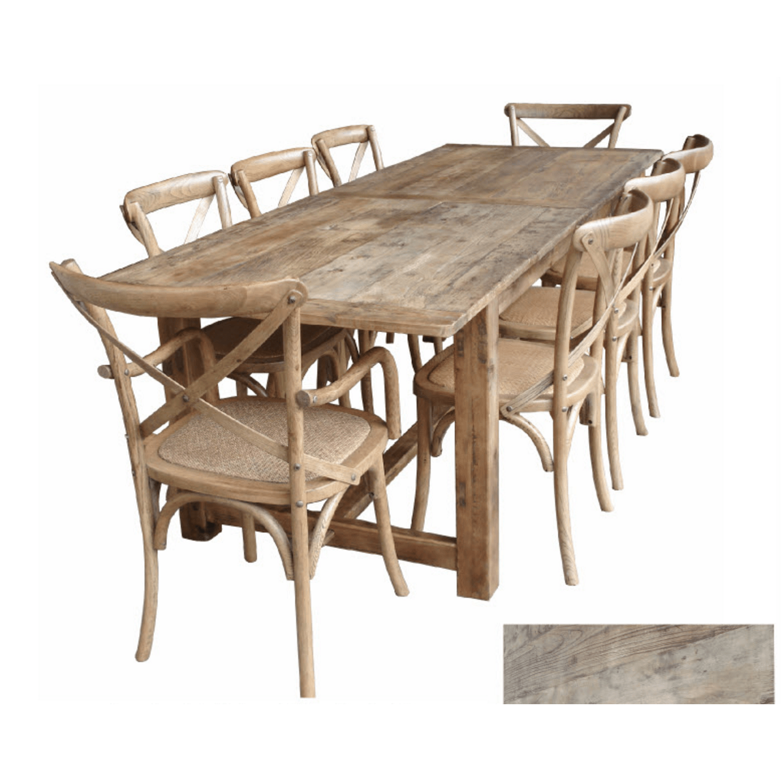 VALENCIA RECYCLED ELM FARMHOUSE DINING TABLE 290CM - MyChocolateWood