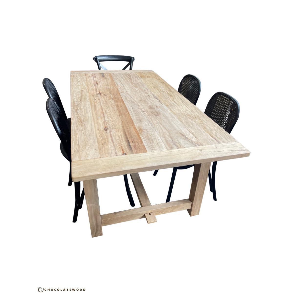 VALENCIA RECYCLED ELM FARMHOUSE DINING TABLE 290CM - MyChocolateWood