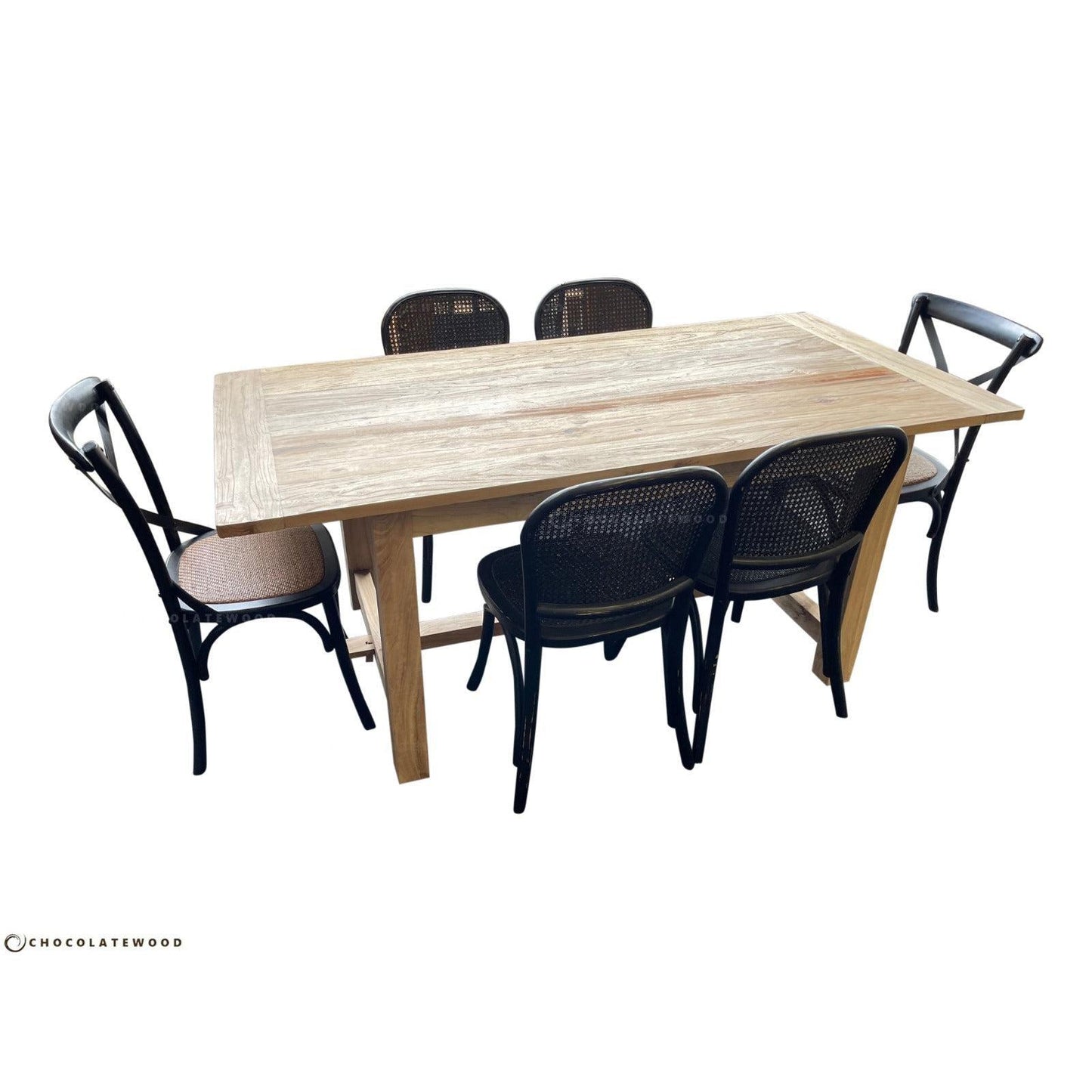 VALENCIA RECYCLED ELM FARMHOUSE DINING TABLE 290CM - MyChocolateWood