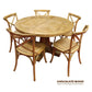 VALENTINA RECLAIMED ELMWOOD ROUND DINING TABLE 120CM- ALL NATURAL+ 5 MELROSE CROSS BACK CHAIRS IN NATURAL - MyChocolateWood