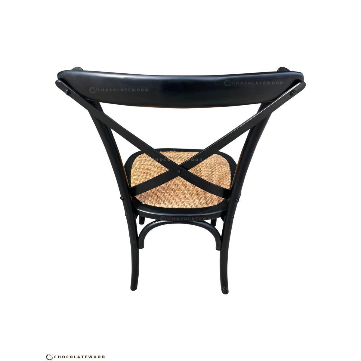 VALENTINA RECLAIMED ELMWOOD ROUND DINING TABLE 120CM- ALL NATURAL+ 5 MELROSE CROSS BACK CHAIRS IN SOLID BLACK - MyChocolateWood