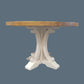 VALENTINA RECLAIMED ELMWOOD ROUND DINING TABLE 140CM- DISTRESSED WHITE BASE - MyChocolateWood