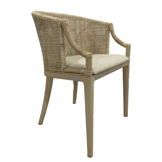 VANGUARD HAMPON SOLID MAHOGANY/ RATTAN DINING CHAIR W/ WASH FINISH - MyChocolateWood