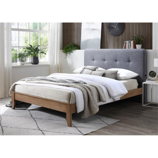VARGAS FABRIC QUEEN BED WITH USB DARK GREY