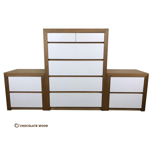 VELMONT 3 PIECE PACKAGE DEAL IN TASSIE OAK - 2 BEDSIDE TABLES + 1 TALLBOY  - AUSTRALIAN CUSTOM MADE TO ORDER - MyChocolateWood