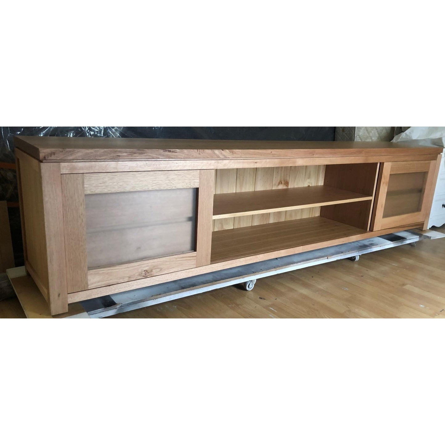 VERMONT AUSTRALIAN CUSTOM-MADE TV/ENTERTAINMENT UNIT WITH 4 DRAWERS & 2 SLIDING DOORS - MyChocolateWood