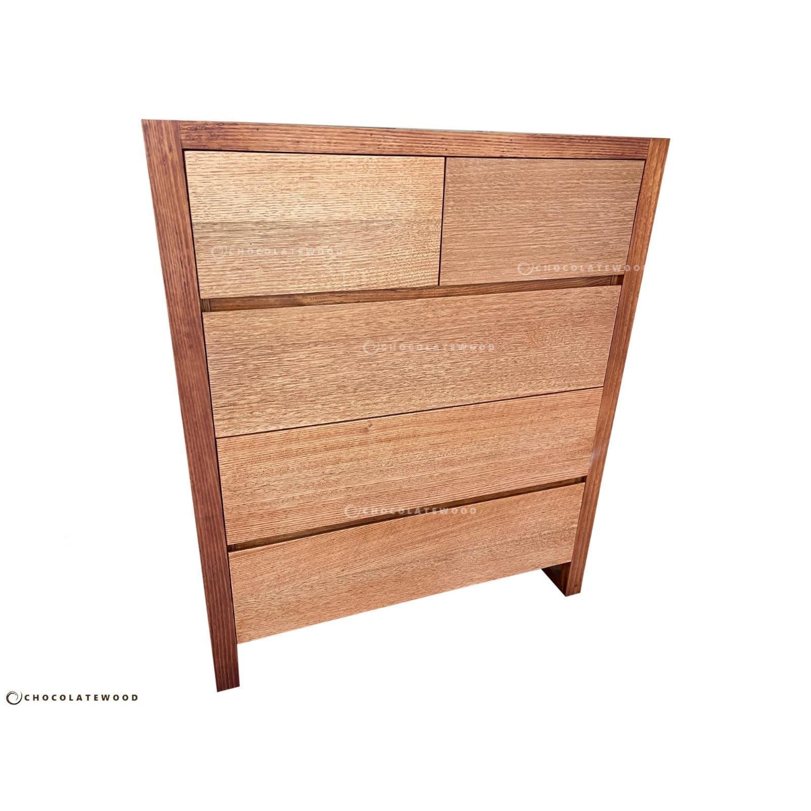 VERMONT TASSIE OAK 5 DRAWER TALLBOY/5 DRAWER CHEST OF DRAWERS - AUSTRALIAN CUSTOM MADE - MyChocolateWood