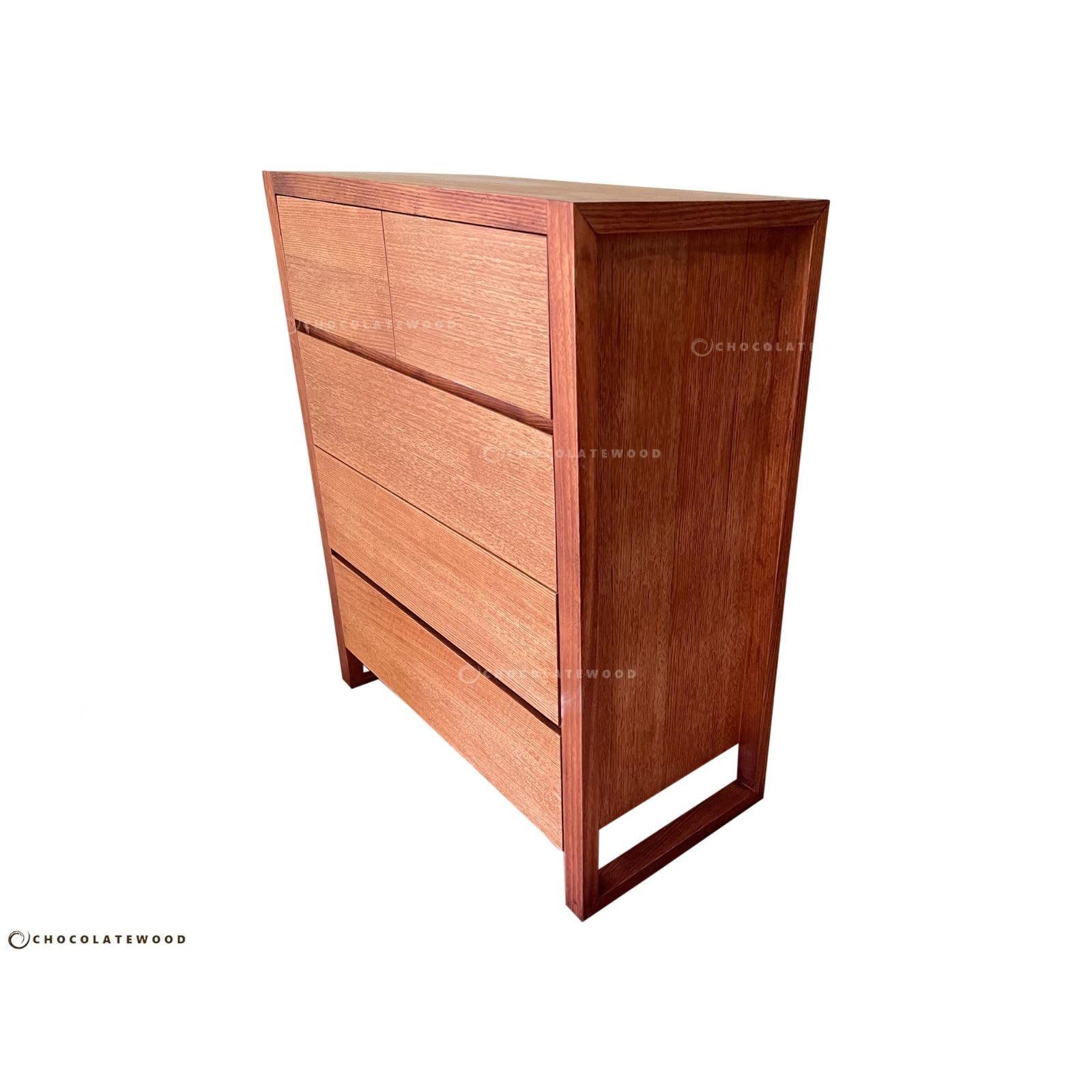 VERMONT TASSIE OAK 5 DRAWER TALLBOY/5 DRAWER CHEST OF DRAWERS - AUSTRALIAN CUSTOM MADE - MyChocolateWood