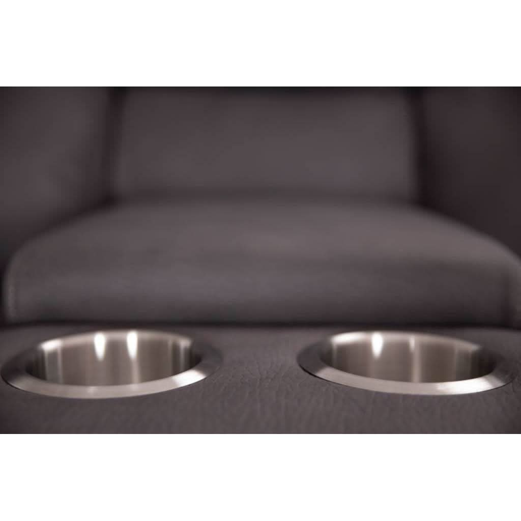 VERNON RHINO FABRIC CORNER MODULAR WITH BOTH END RECLINERS LOUNGE IN COFFEE  - MyChocolateWood