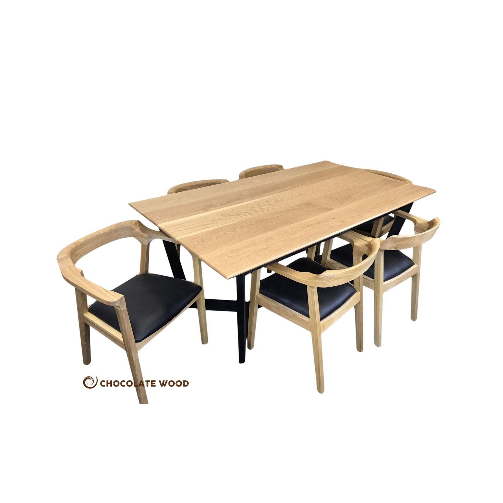 VERONICA 2-TONE SOLID AMERICAN OAK 7 PIECE DINING SET - AUSTRALIA MADE TO ORDER - MyChocolateWood