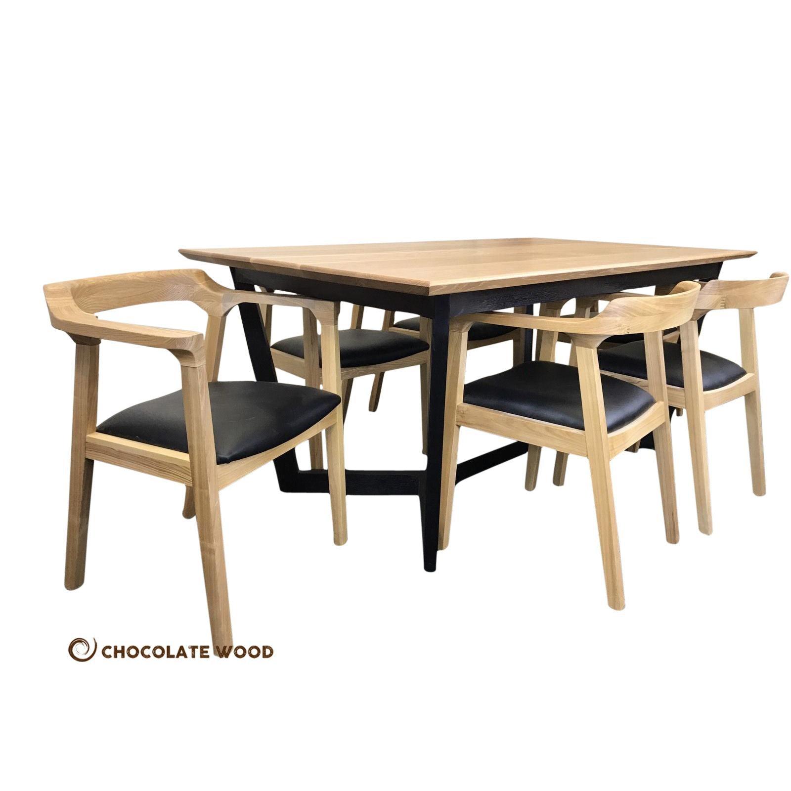 VERONICA 2-TONE SOLID AMERICAN OAK 7 PIECE DINING SET - AUSTRALIA MADE TO ORDER - MyChocolateWood
