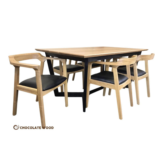 VERONICA 2-TONE SOLID AMERICAN OAK 7 PIECE DINING SET - AUSTRALIA MADE TO ORDER - MyChocolateWood