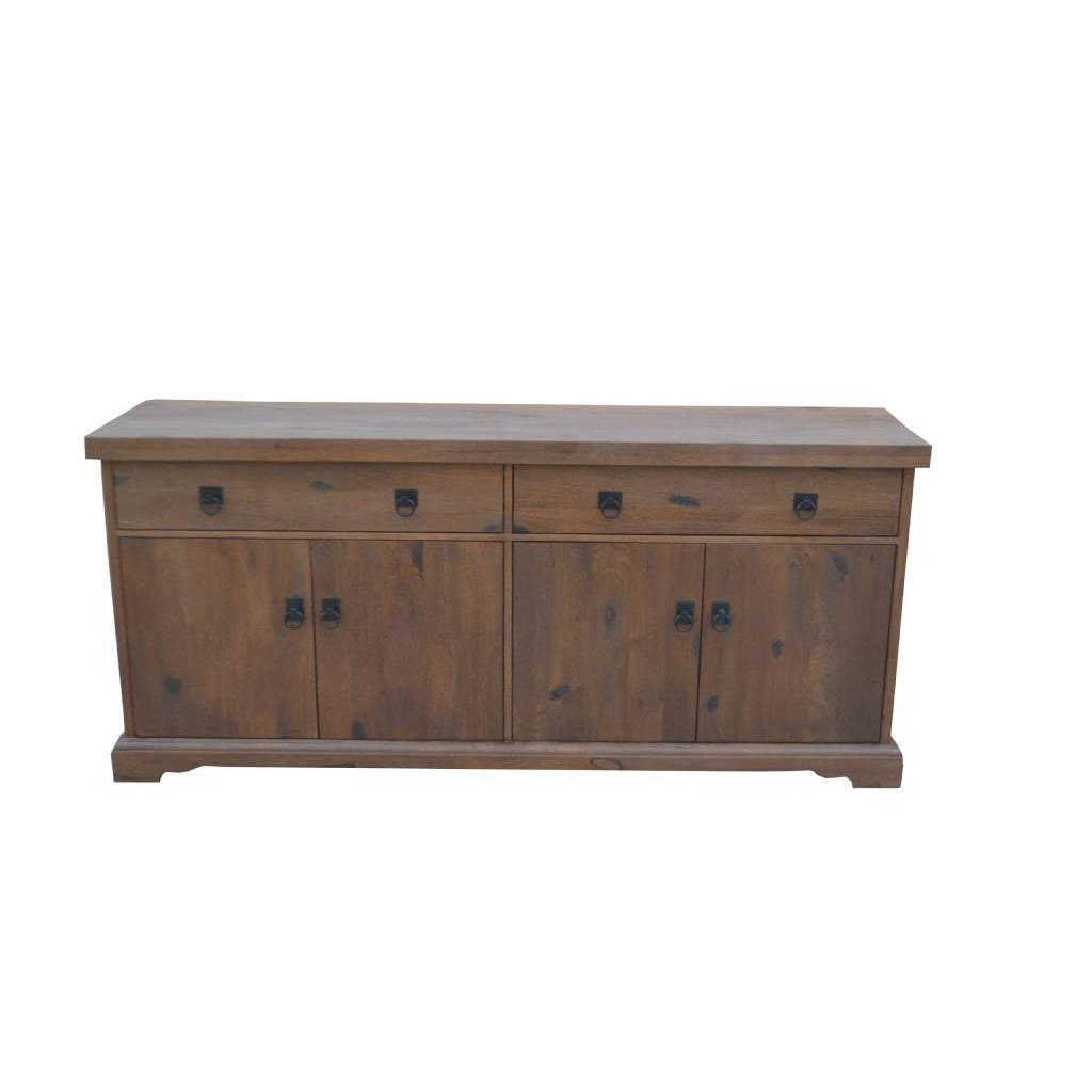 VIDAL SOLID MANGO WOOD BUFFET SIDEBOARD 4 DOORS 2 DRAWERS IN ANTIQUE WALNUT - MyChocolateWood