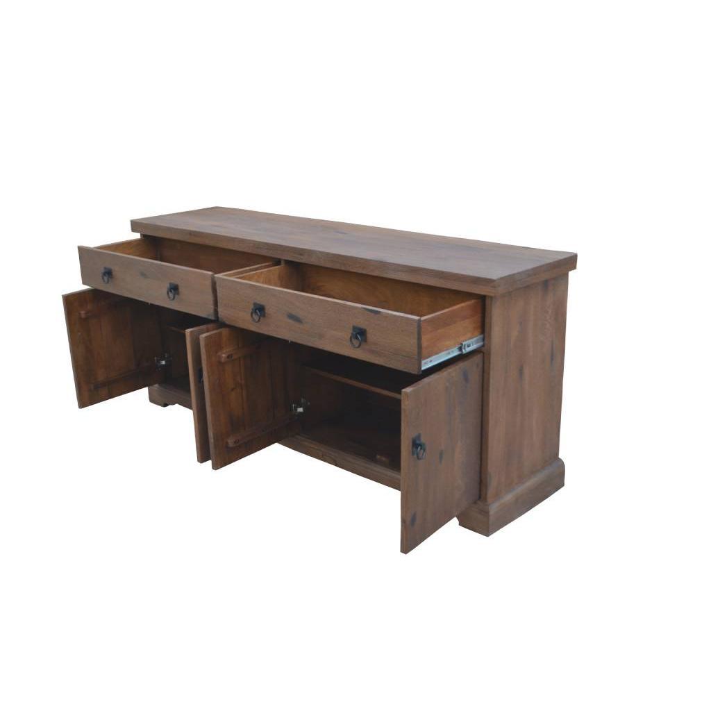 VIDAL SOLID MANGO WOOD BUFFET SIDEBOARD 4 DOORS 2 DRAWERS IN ANTIQUE WALNUT - MyChocolateWood