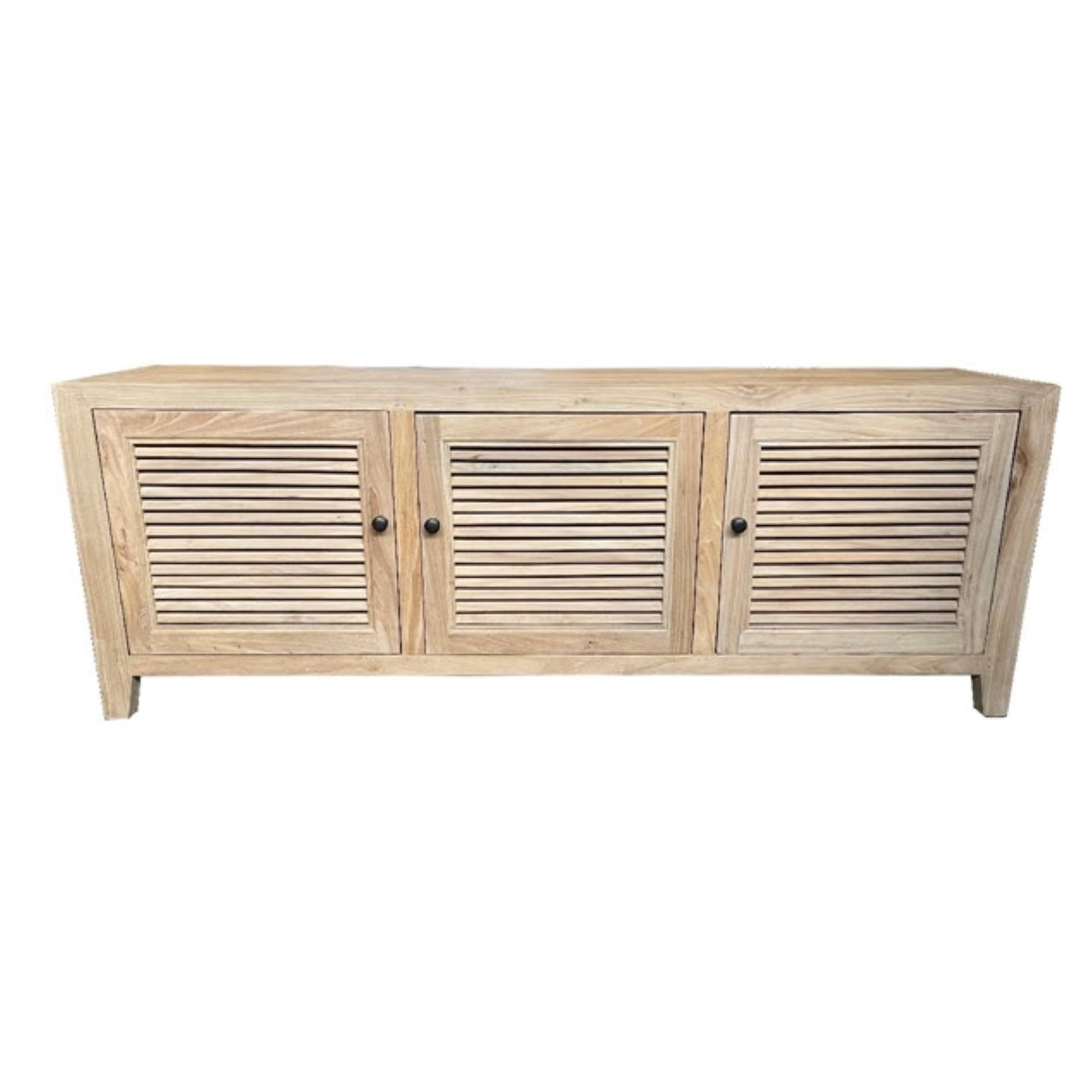 VILLA 3 DOORS LOUVRE STYLE TV/ENTERTAINMENT UNIT IN RECYCLED ELM 160CM - MyChocolateWood