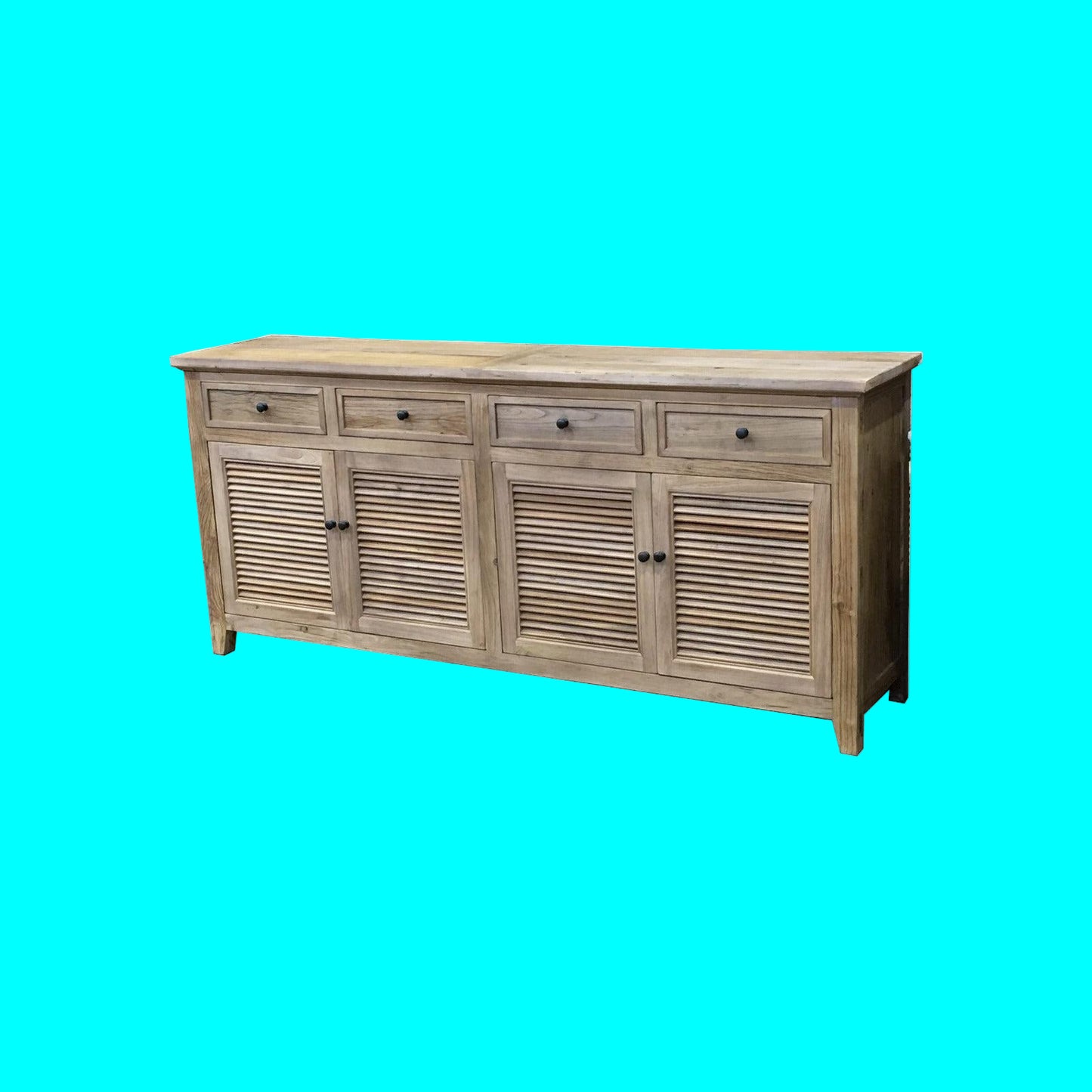 VILLA LOUVRE STYLE BUFFET SIDEBOARD 4 DOORS & 2 DRAWERS IN RECYCLED ELM 200CM - MyChocolateWood