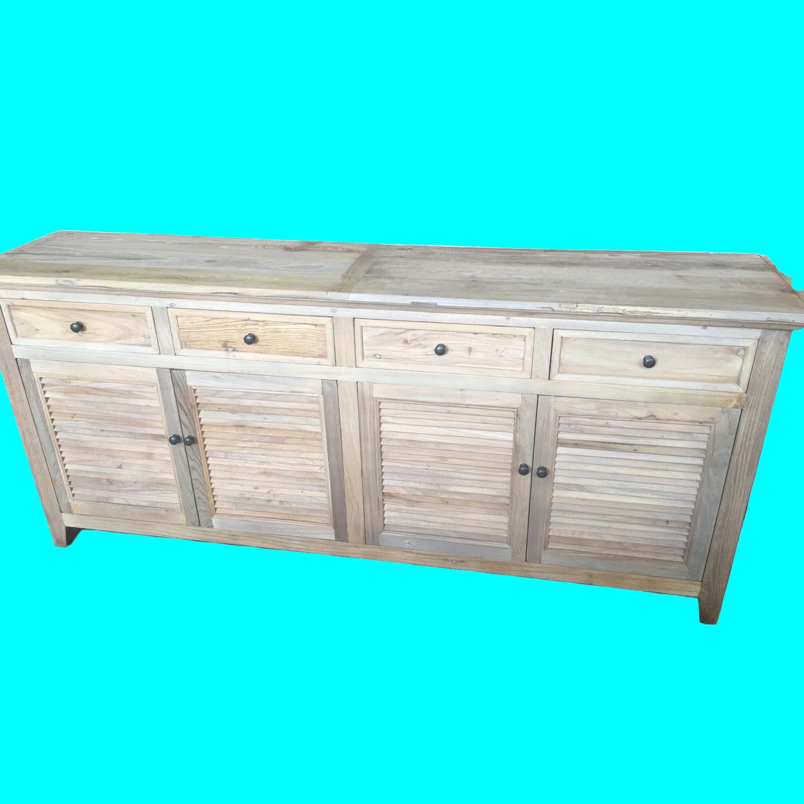 VILLA LOUVRE STYLE BUFFET SIDEBOARD 4 DOORS & 2 DRAWERS IN RECYCLED ELM 200CM - MyChocolateWood