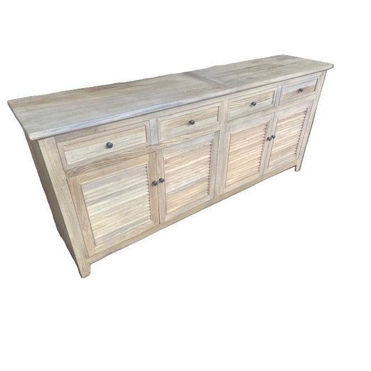 VILLA LOUVRE STYLE BUFFET SIDEBOARD 4 DOORS & 2 DRAWERS IN RECYCLED ELM 200CM