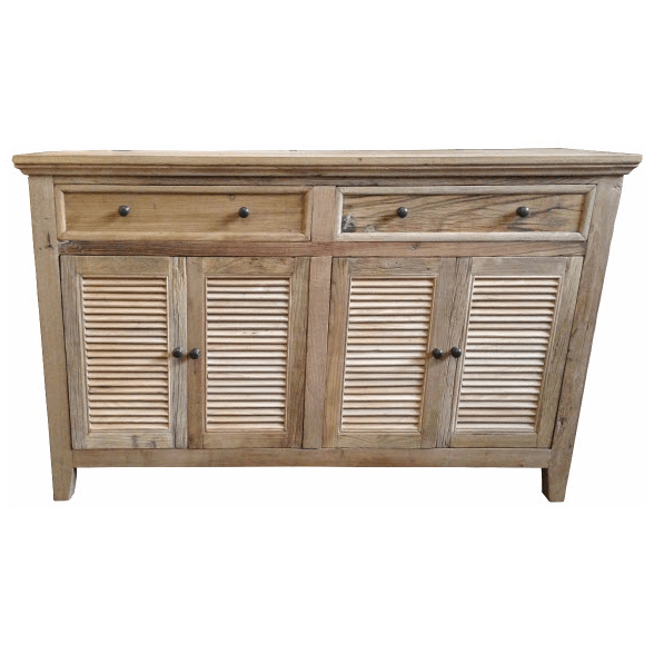 VILLA LOUVRE STYLE BUFFET/SIDEBOARD 4 DOORS 2 DRAWERS RECYCLED ELM 150CM - MyChocolateWood