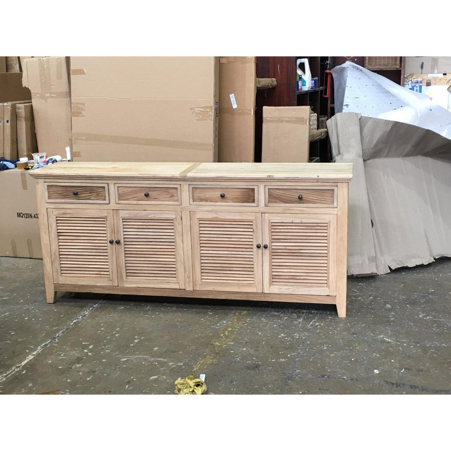 VILLA LOUVRE STYLE BUFFET/SIDEBOARD 4 DOORS 2 DRAWERS RECYCLED ELM 150CM - MyChocolateWood