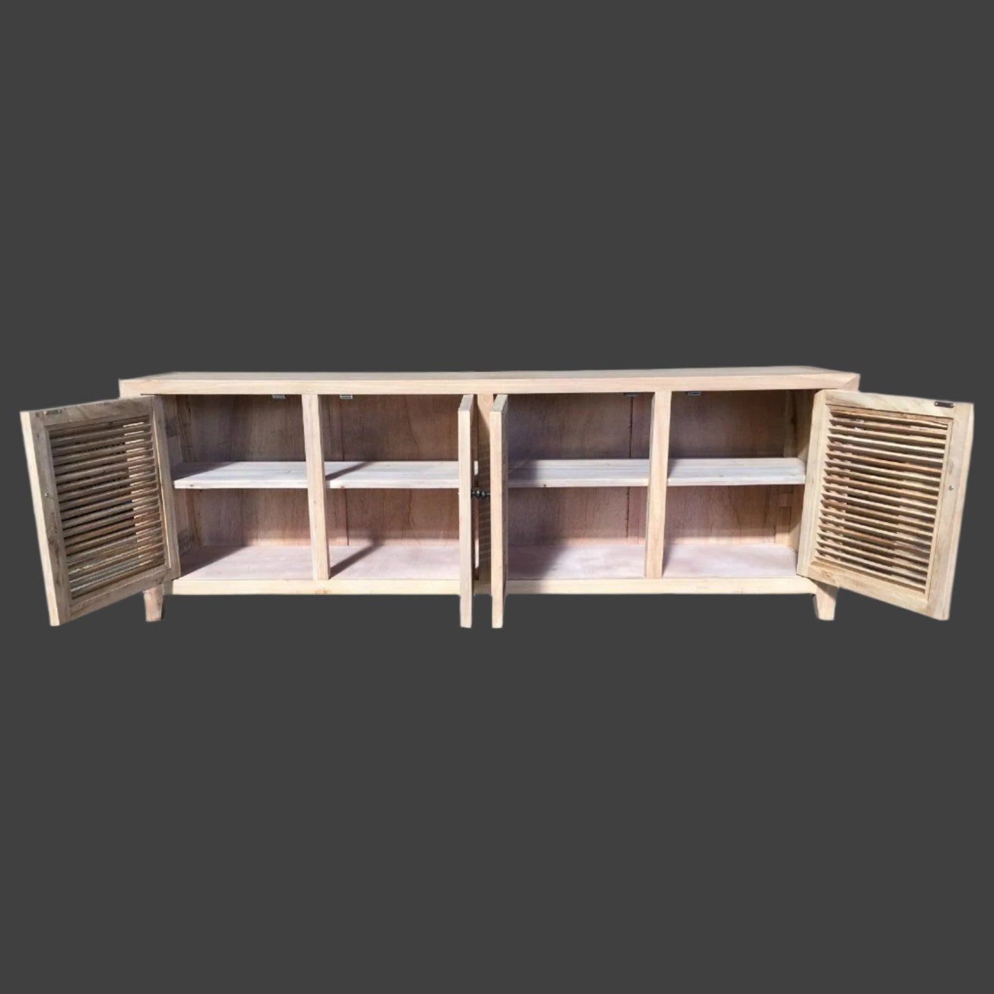 VILLA LOUVRE STYLE TALL TV/ENTERTAINMENT UNIT 4 DOORS IN RECYCLED ELM 200CM - MyChocolateWood