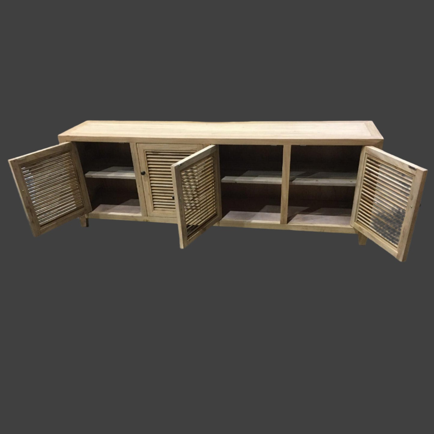 VILLA LOUVRE STYLE TALL TV/ENTERTAINMENT UNIT 4 DOORS IN RECYCLED ELM 200CM - MyChocolateWood