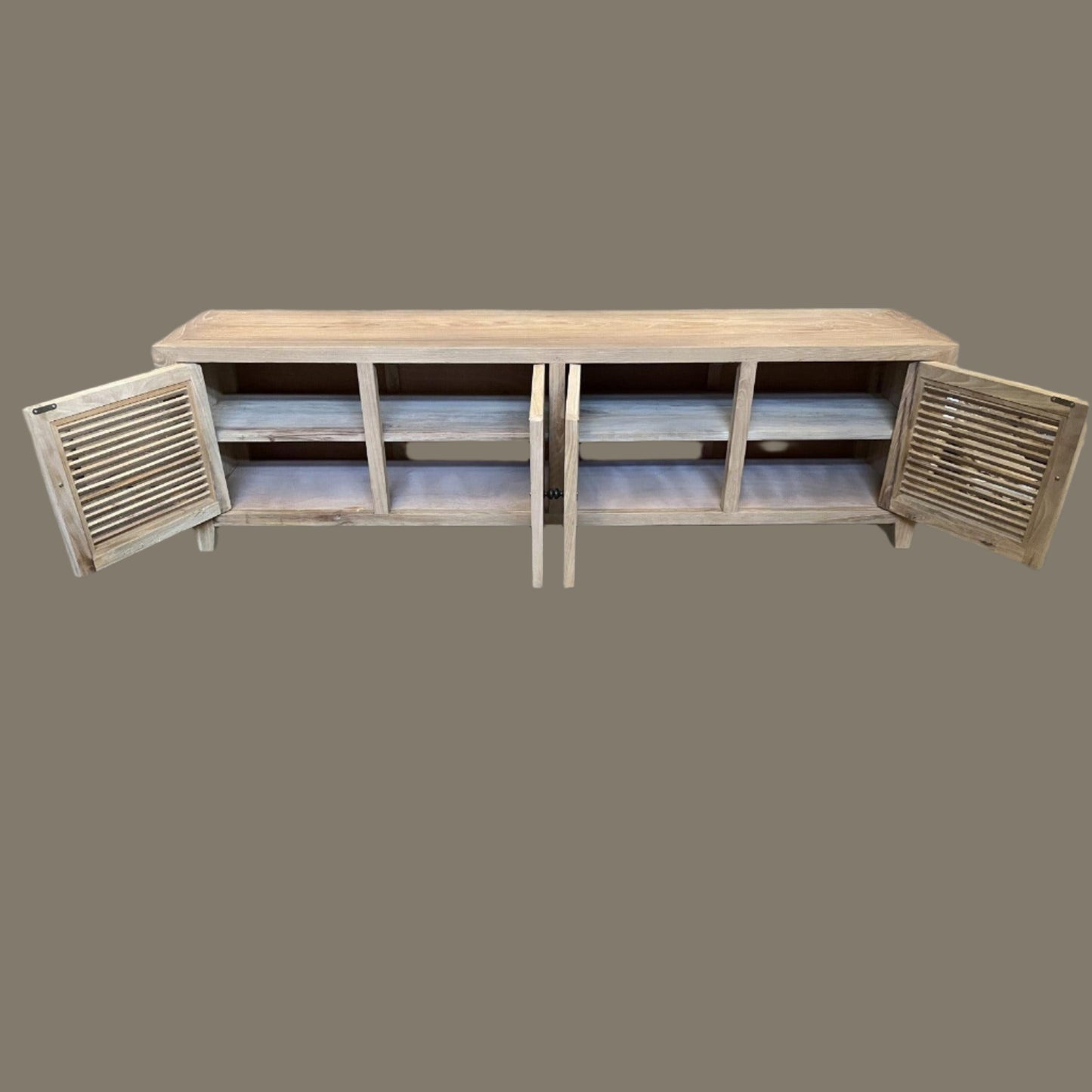 VILLA LOUVRE STYLE TV/ENTERTAINMENT UNIT 4 DOORS IN RECYCLED ELM 200CM - MyChocolateWood