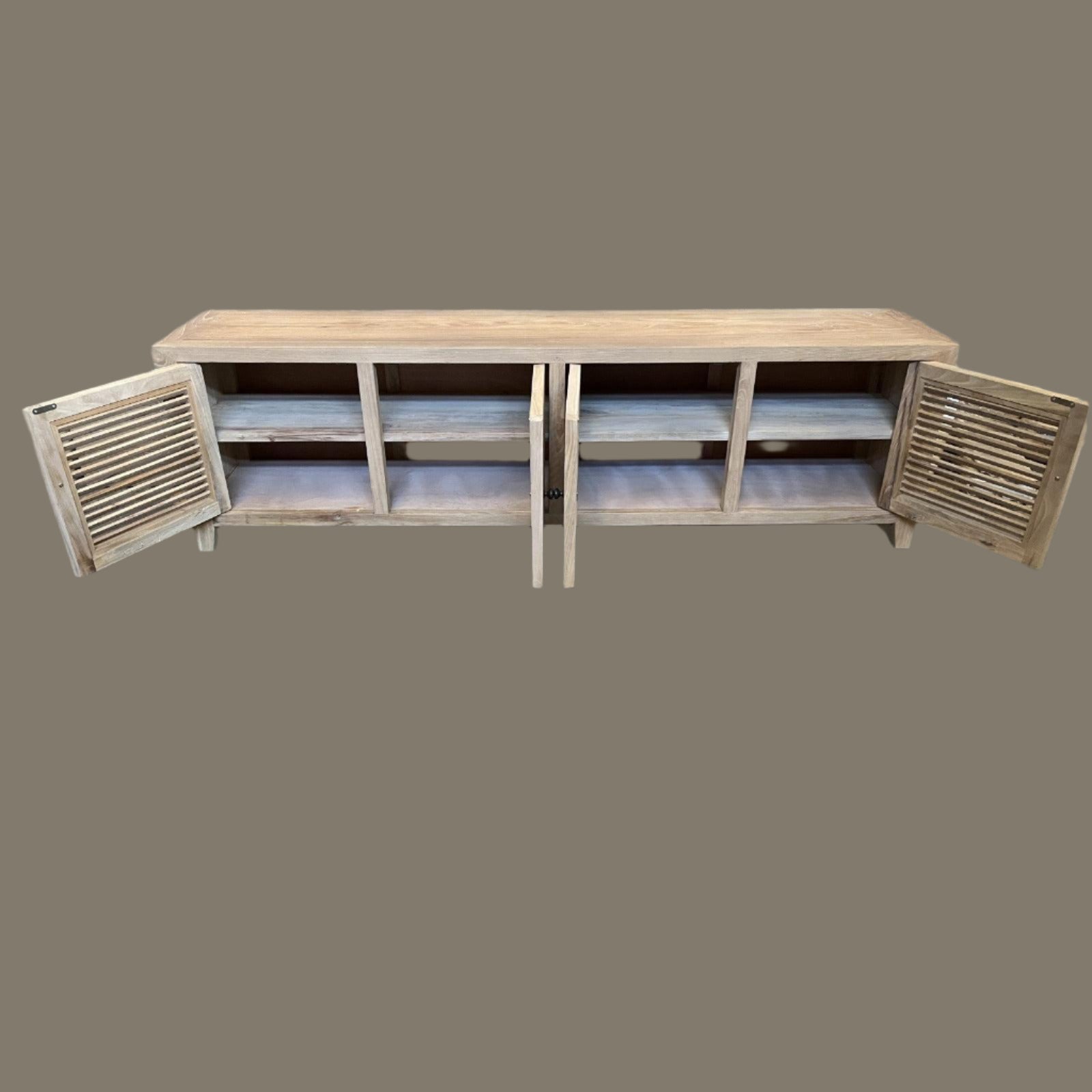 VILLA LOUVRE STYLE TV/ENTERTAINMENT UNIT 4 DOORS IN RECYCLED ELM 200CM - MyChocolateWood