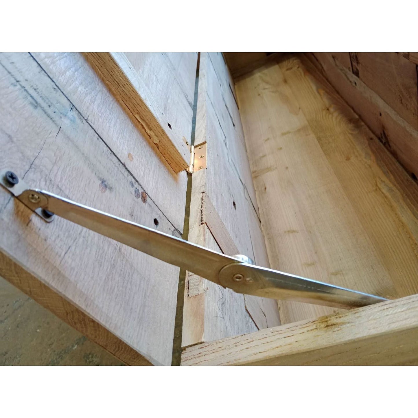 VILLA RUSTIC LOUVRE STYLE BENCH/STORAGE BOX 160CM IN RECYCLED ELM - MyChocolateWood