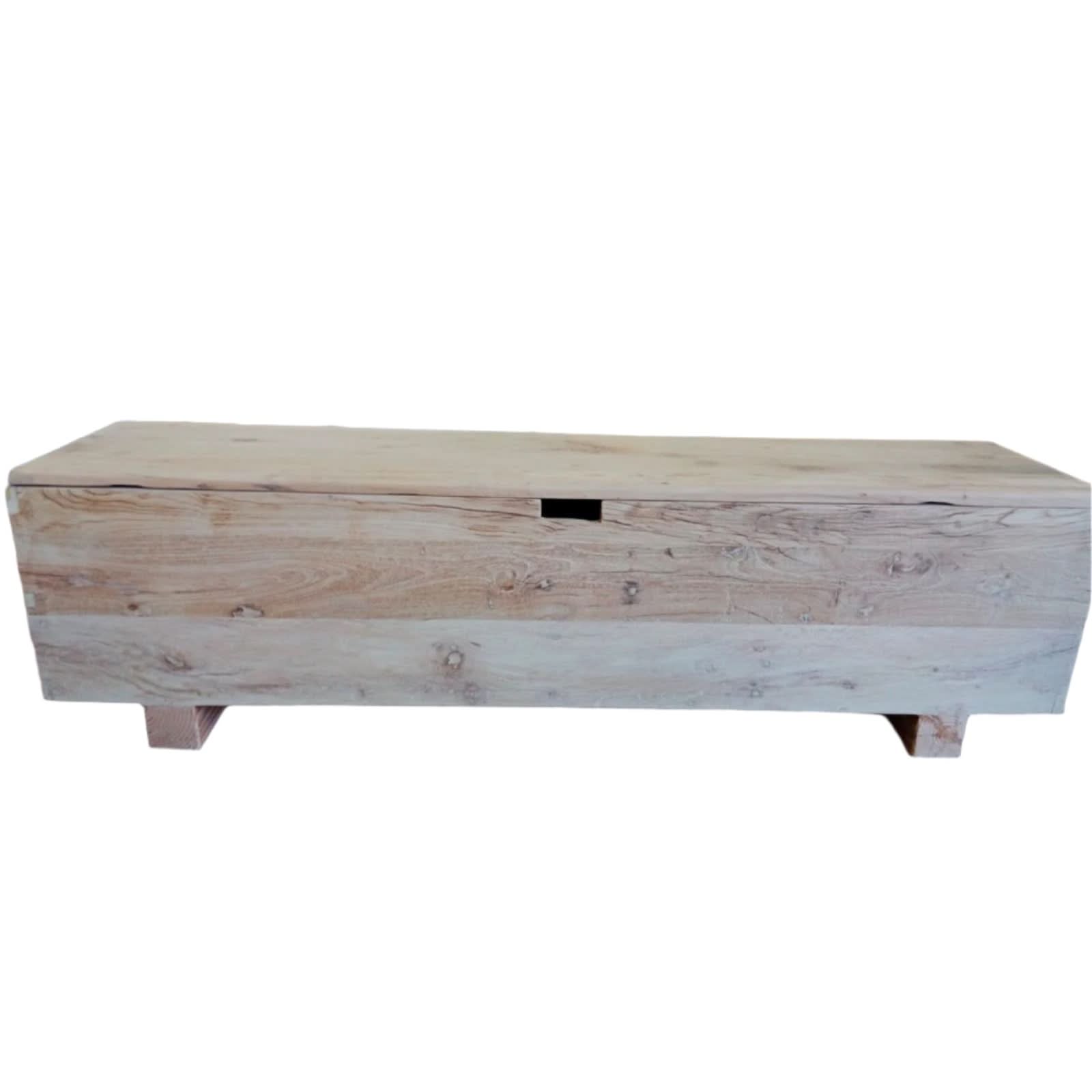 VILLA RUSTIC LOUVRE STYLE BENCH/STORAGE BOX 160CM IN RECYCLED ELM - MyChocolateWood