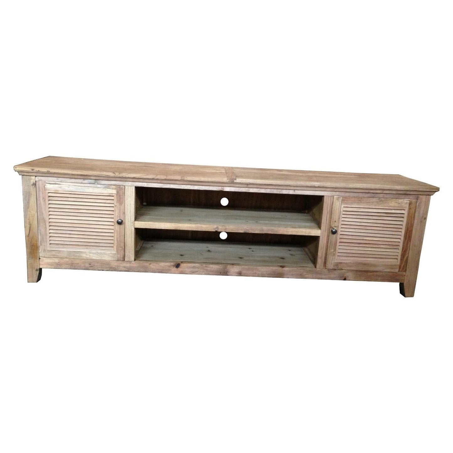 VILLA RUSTIC LOUVRE STYLE TV/ENTERTAINMENT UNIT 2 DOORS IN RECYCLED ELM 200CM - MyChocolateWood