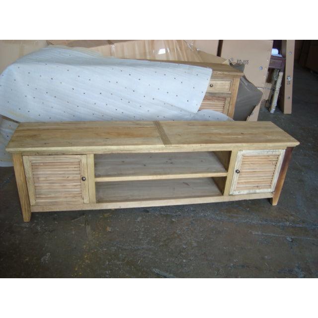 VILLA RUSTIC LOUVRE STYLE TV/ENTERTAINMENT UNIT 2 DOORS IN RECYCLED ELM 200CM - MyChocolateWood