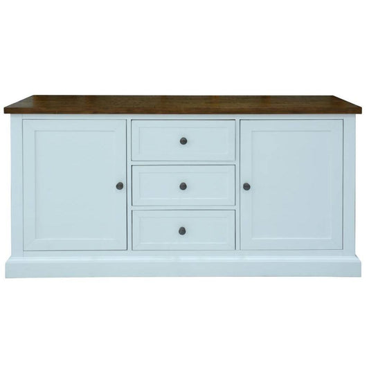 VILLIERS HAMPTON SOLID ACACIA TIMBER 2-DOOR 3-DRAWER BUFFET SIDEBOARD OAK/WHITE