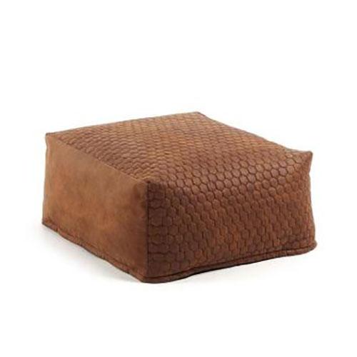 VINCENT OTTOMAN POUF IN RUST WITH HONEYCOMB PATTERN - MyChocolateWood