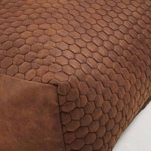 VINCENT OTTOMAN POUF IN RUST WITH HONEYCOMB PATTERN - MyChocolateWood