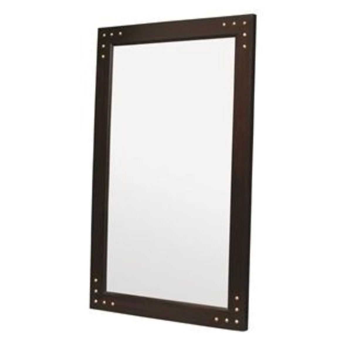 WARNICK 100CM SOLID MAHOGANY TIMBER FRAME MIRROR IN WITH STUDS IN CHOCOLATE - MyChocolateWood