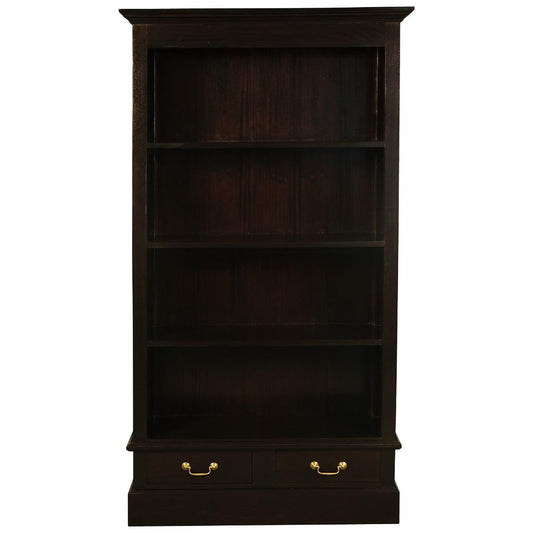WIDE TASMANIA 2 DRAWER BOOKCASE IN CHOCOLATE FINISH - MyChocolateWood