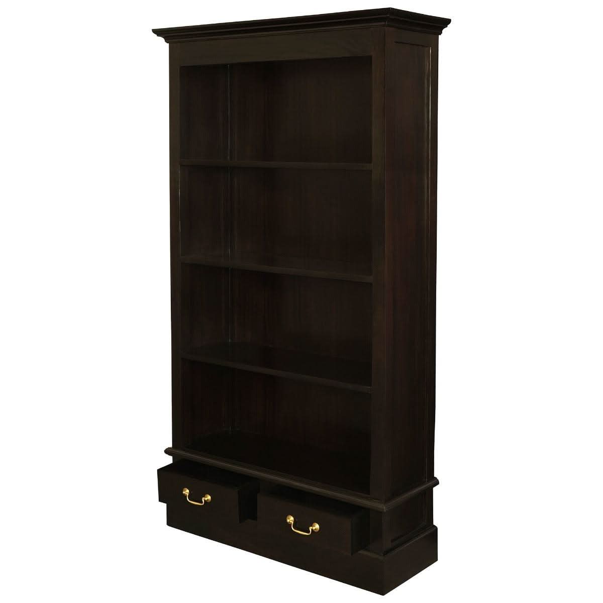 WIDE TASMANIA 2 DRAWER BOOKCASE IN CHOCOLATE FINISH - MyChocolateWood