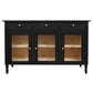 WINSTON SOLID WHITE CEDAR BUFFET/SIDEBOARD 3 DOORS & 3 DRAWERS - BLACK 140CM - MyChocolateWood