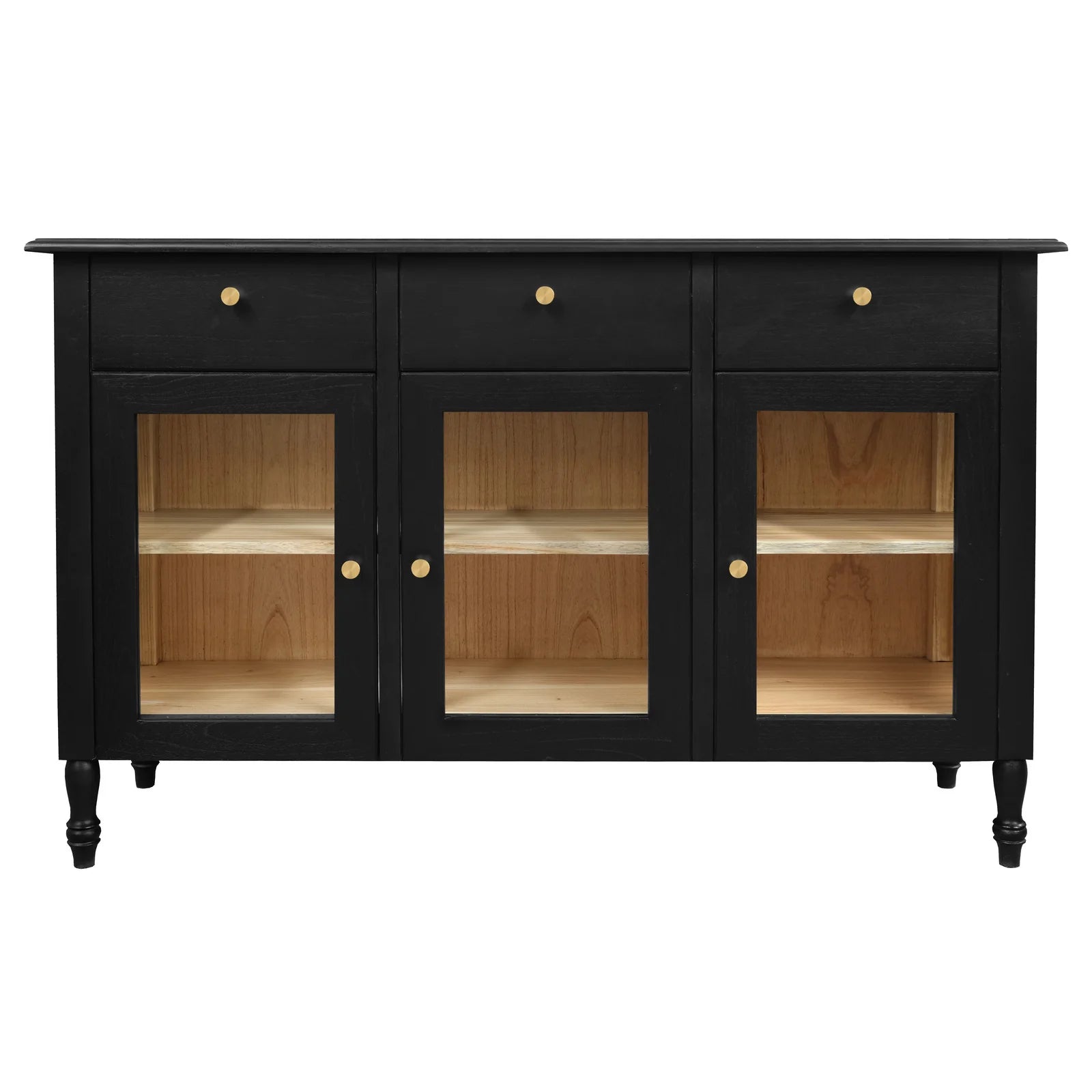 WINSTON SOLID WHITE CEDAR BUFFET/SIDEBOARD 3 DOORS & 3 DRAWERS - BLACK 140CM - MyChocolateWood