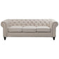 WOODLEY 3-SEATER CHESTERFIELD SOFA COUCH SETTEE IN BEIGE FABRIC - MyChocolateWood
