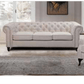 WOODLEY 3-SEATER CHESTERFIELD SOFA COUCH SETTEE IN BEIGE FABRIC - MyChocolateWood