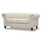 WOODLEY LOUNGE CHESTERFIELD 2-SEATER SOFA COUCH SETTEE IN BEIGE FABRIC - MyChocolateWood