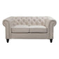 WOODLEY LOUNGE CHESTERFIELD 2-SEATER SOFA COUCH SETTEE IN BEIGE FABRIC - MyChocolateWood