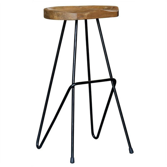 YORKIE RECYCLED TEAK TIMBER & IRON BAR STOOL- BLACK - MyChocolateWood