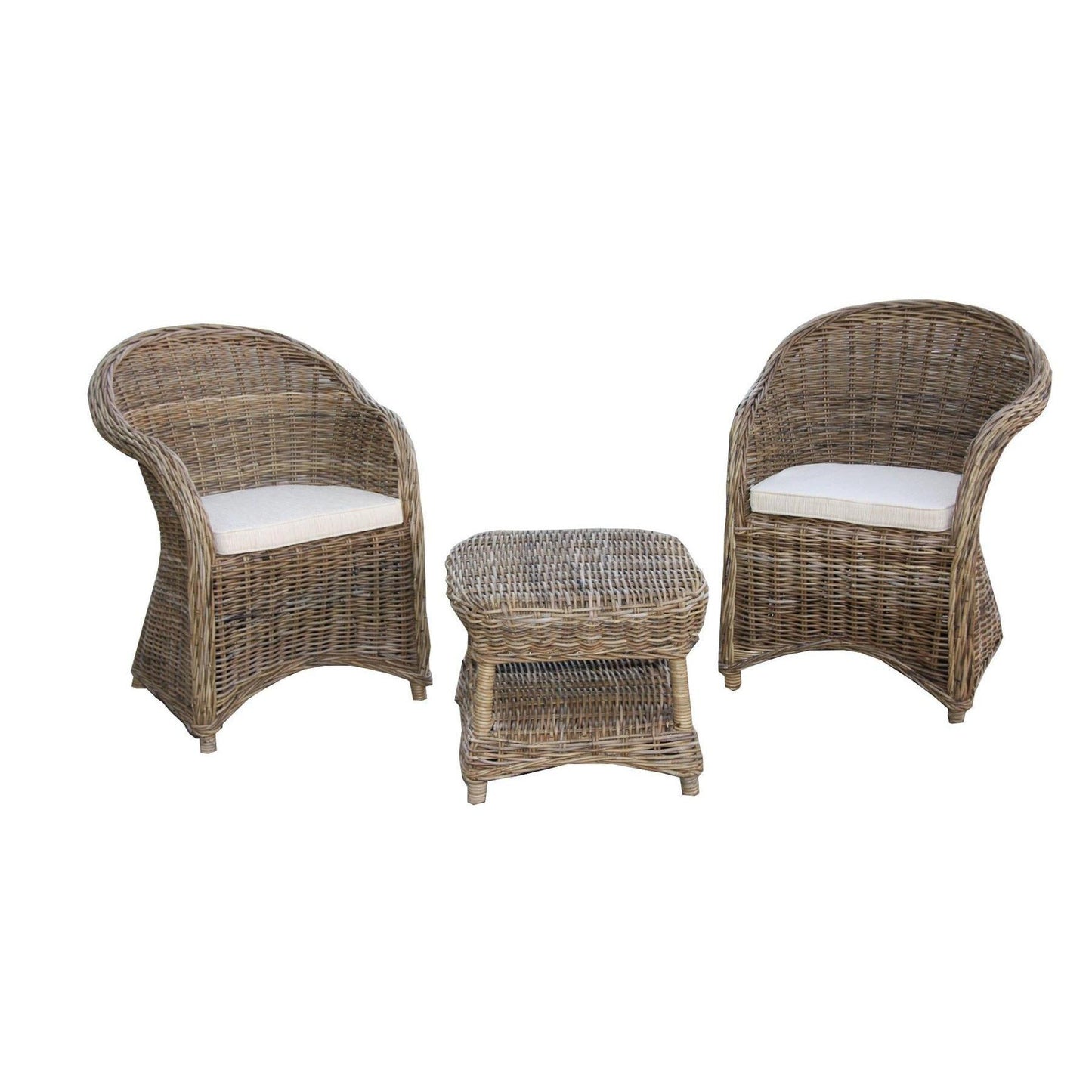 ZELDA RATTAN WEAVE CHAIR SET (2 CHAIRS + RATTAN TABLE) NATURAL - MyChocolateWood